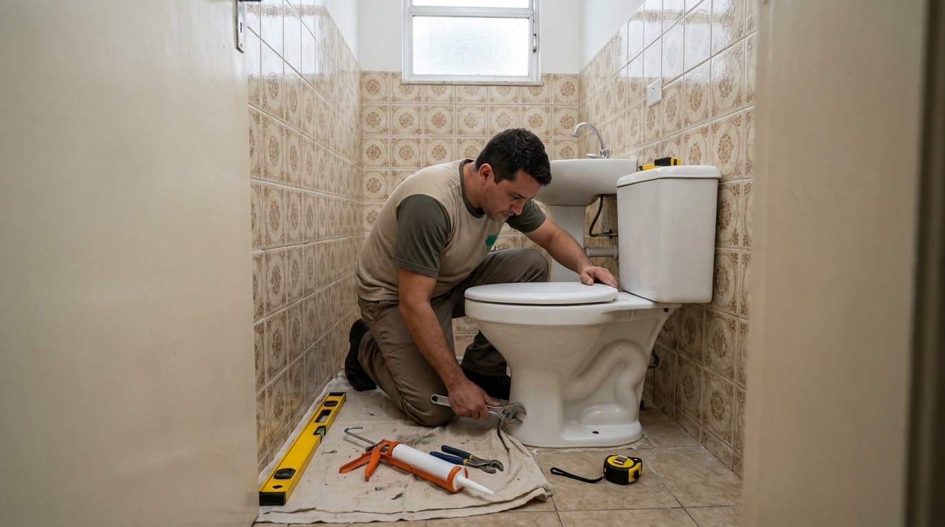 Instalação de vaso sanitário em Santos‑SP